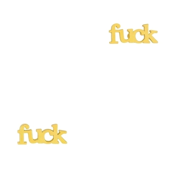 🔹️F U C K  Gold Vintage Stainless Steel Letter Stud Earring ✨️ - Picture 1 of 4